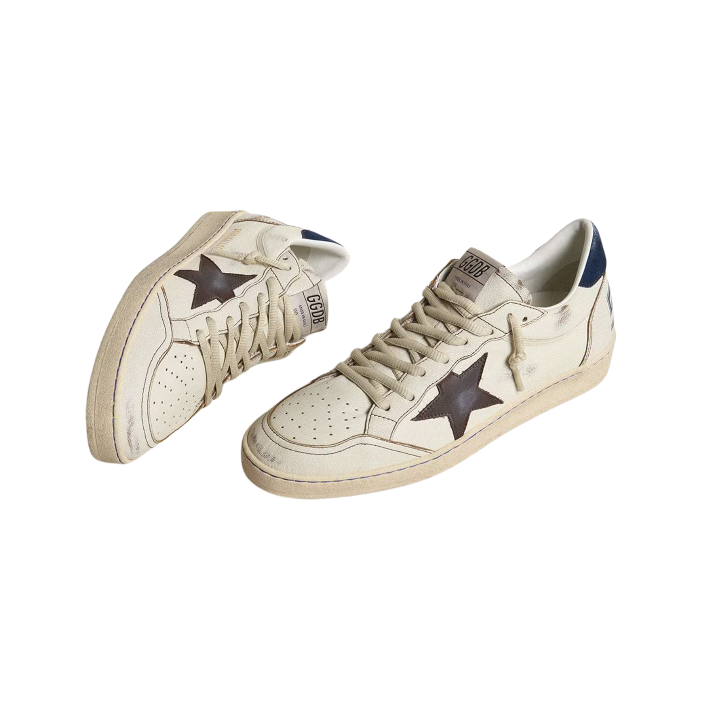 Golden Goose Ball Star with black star and blue suede heel tab