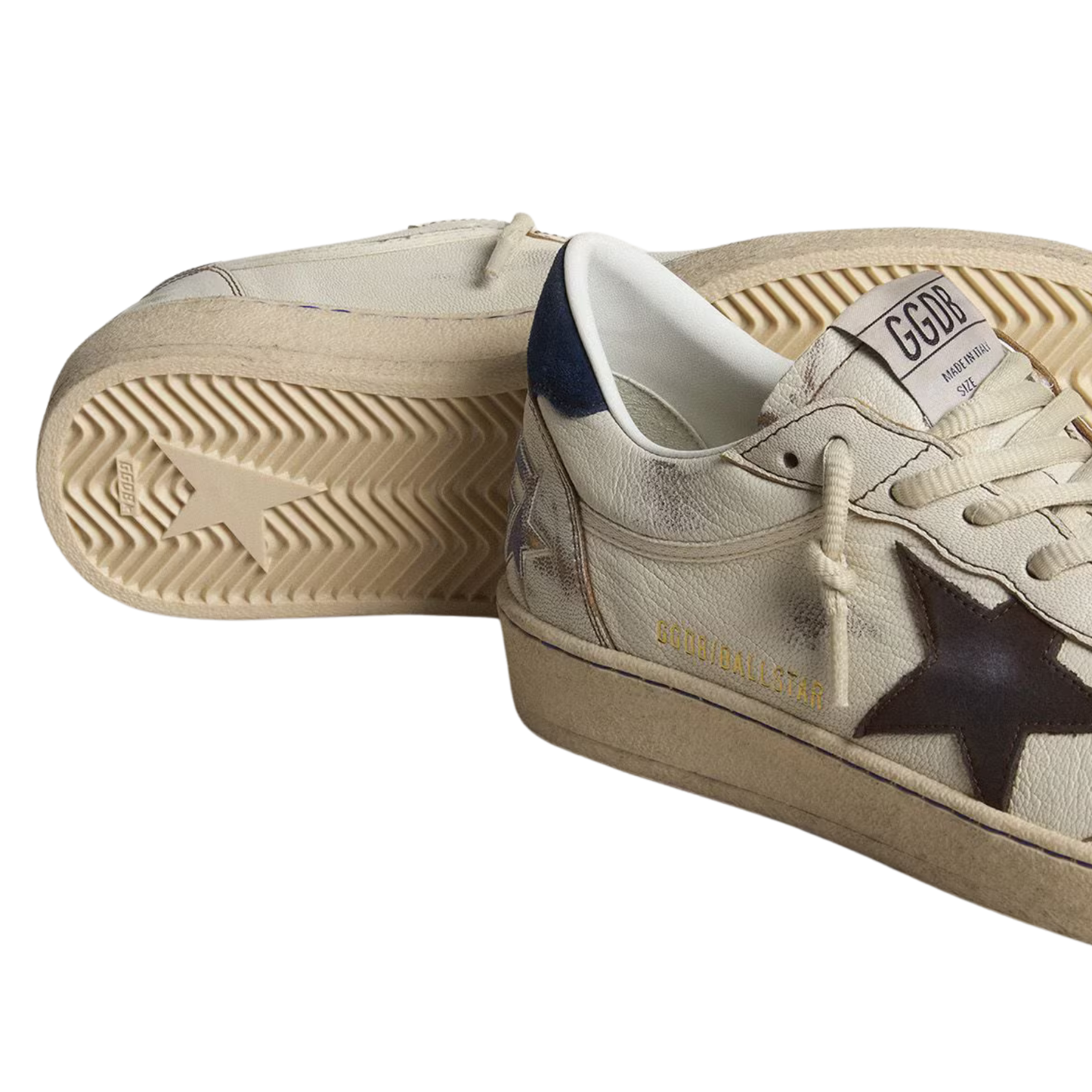 Golden Goose Ball Star with black star and blue suede heel tab