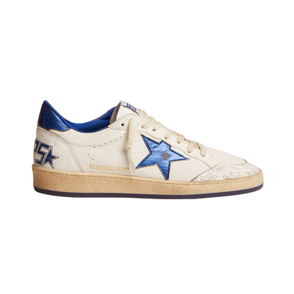 Golden Goose Ball Star in white nappa with blue star and heel tab