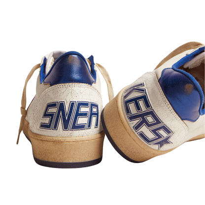 Golden Goose Ball Star in white nappa with blue star and heel tab