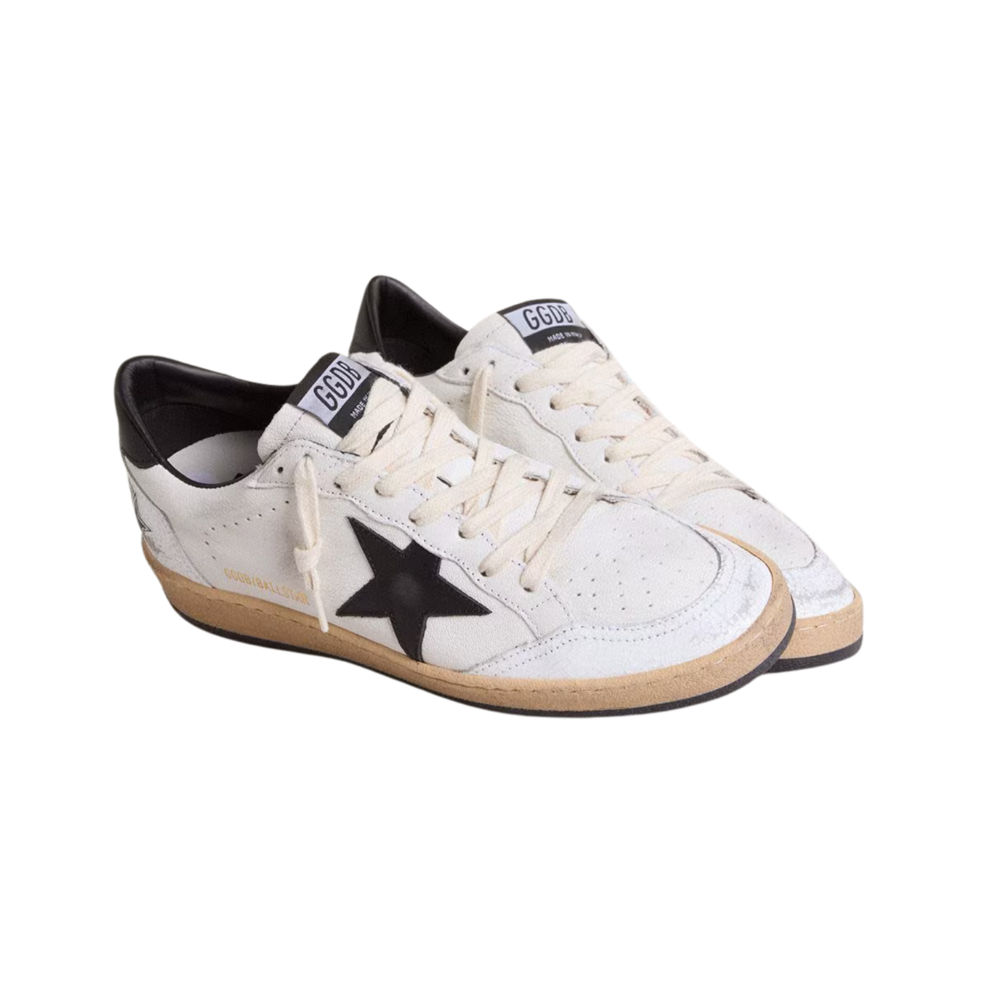 Golden Goose Ball Star in white nappa with black star