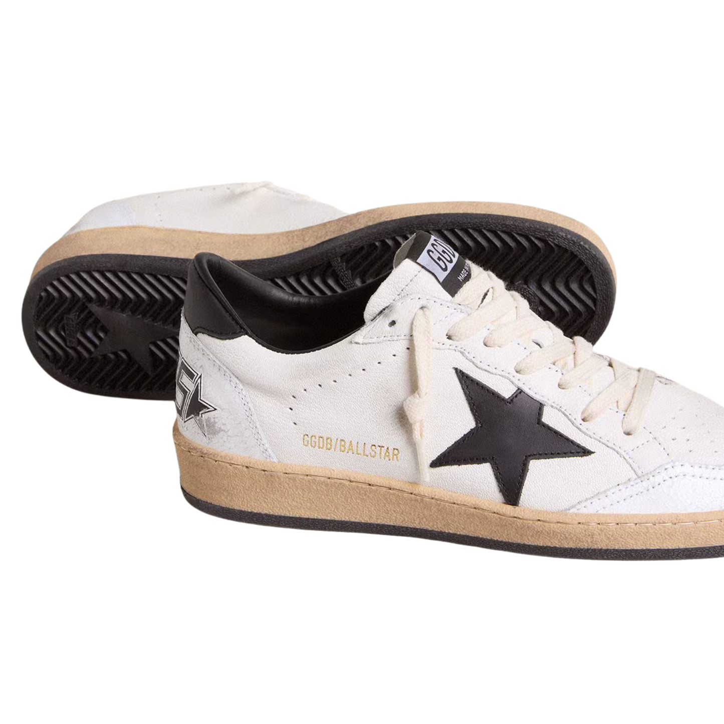 Golden Goose Ball Star in white nappa with black star